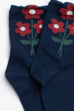 Retro Bouquet Socks - Navy