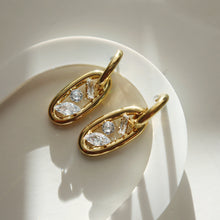 Flo Oval Drop Hoop Earrings - Gold