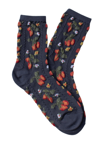 Vintage Strawberry Field Socks - Charcoal