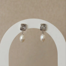 Zolo Spiral Pearl Studs Earrings - Silver