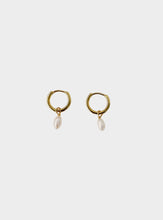 Pearl Dot Hoops - Gold