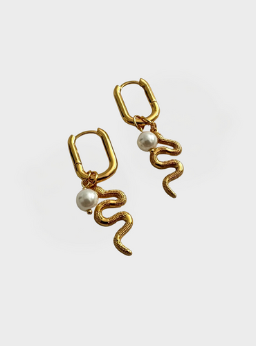 Snake Charm Earrings - Gold