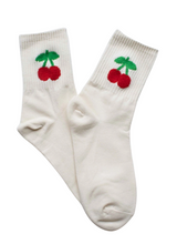 Cherry Puff Socks - Cream
