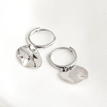 Wavy Disc Hoop Earrings - Silver