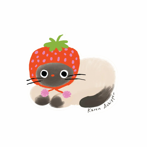 Strawberry Cat Vinyl Sticker