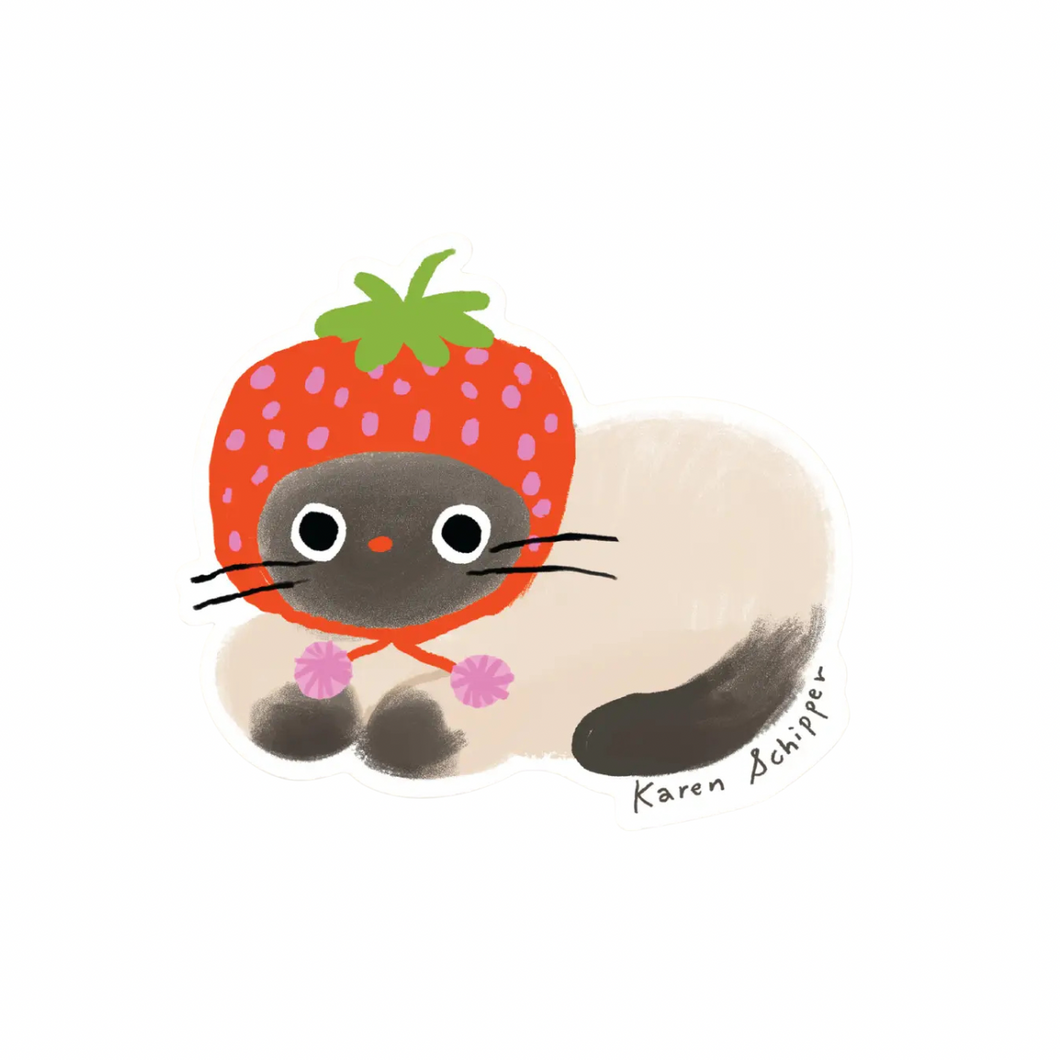 Strawberry Cat Vinyl Sticker