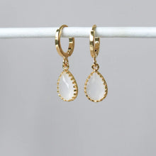 Ivory Drop Huggie Hoop Earrings - Gold