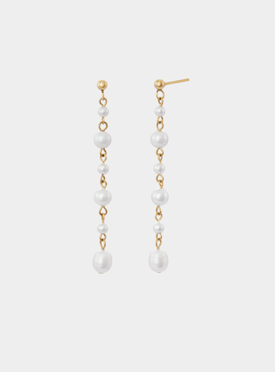 Tessa Drop Pearl Earrings - Gold
