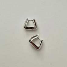 Small Pyramid Hoop Earrings - Silver