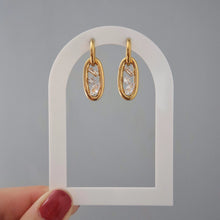 Flo Oval Drop Hoop Earrings - Gold