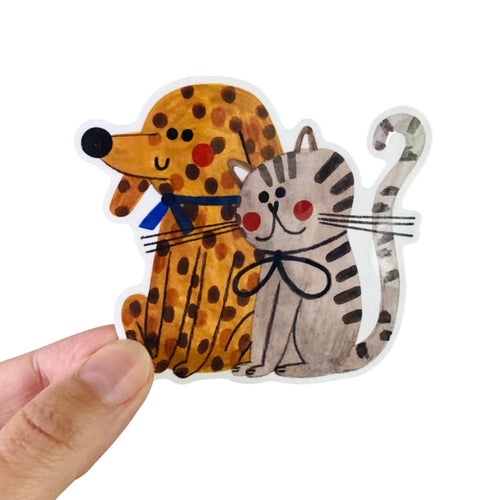 Cat + Dog Friends Sticker