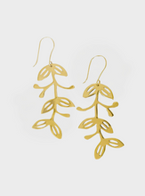 Alessia Botanical Abstract Threader Earrings - Brass