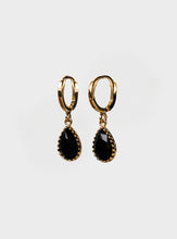 Black Drop Huggie Hoop Earrings - Gold