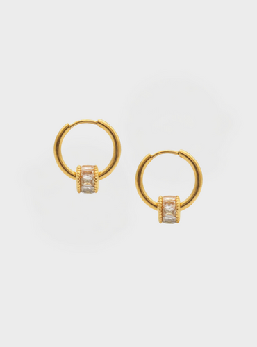 Prism Charm Hoop Earrings - Gold