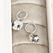 Wavy Disc Hoop Earrings - Silver