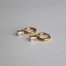 Mini Baguette Drop Huggie Earrings - Gold
