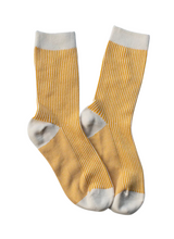 Woven Thin Striped Socks - Mustard