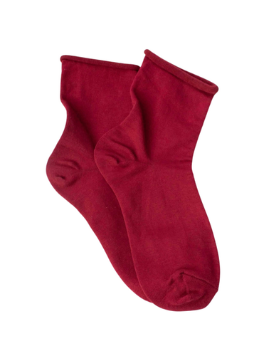 Mid Crew Cotton Socks - Wine