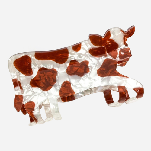 Cow Hair Claw - Brown/Iridescent