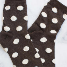 Polka Dots Puff Socks - Dark Chocolate/Cream