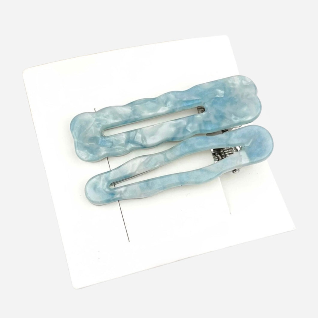 Stevie Acetate Hair Clips - Set of 2 - Cloudy Sky