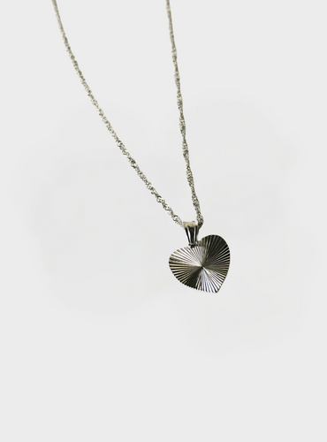 Heart Burst Pendant Necklace - Silver