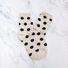 Polka Dots Puff Socks - Beige/Black