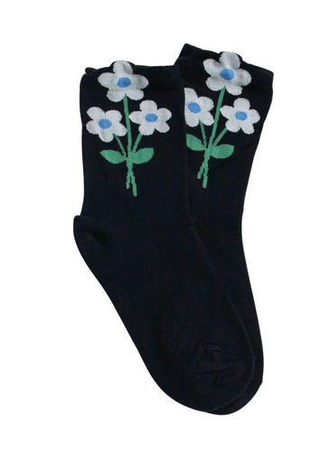 Retro Bouquet Socks - Black