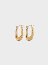 Ester Gold Ribbed Oval Hoop Earrings