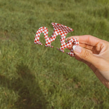 Wavy Checked Claw Clip - Poppy Red