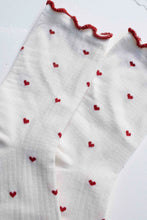 Mini Heart Ruffle Socks - Ivory/Red
