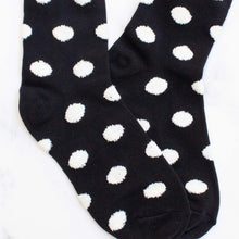 Polka Dots Puff Socks - Black/Cream