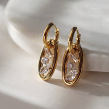 Flo Oval Drop Hoop Earrings - Gold