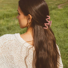Wavy Checked Claw Clip - Poppy Red