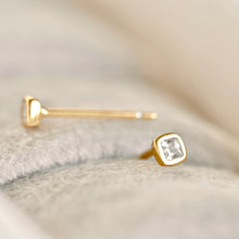 Mini Square Bezel Stud Earrings - Gold
