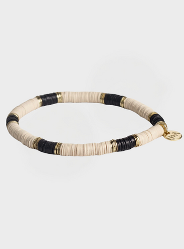 Stripe Cream Stretch Bracelet - Black