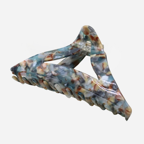 Cellulose Acetate Triangle Hair Claw Clip - Blue Mix