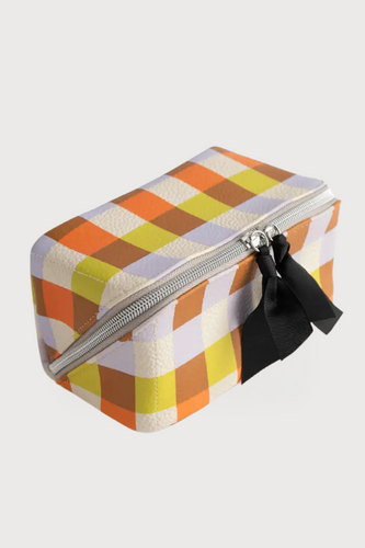 Multi Check Diagonal Cosmetic Bag