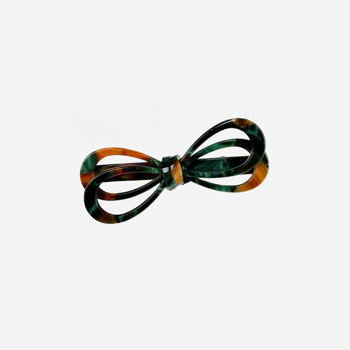 Bow Clip - Emerald/Caramel Mix