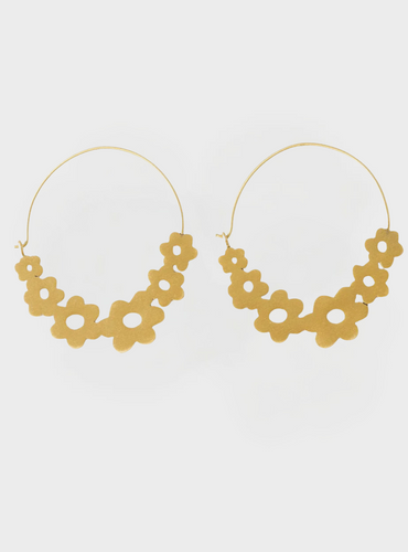 Maeve Floral Wrapped Hoop Brass