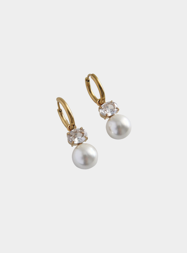 Remi Pearl Hoop Earrings - Gold