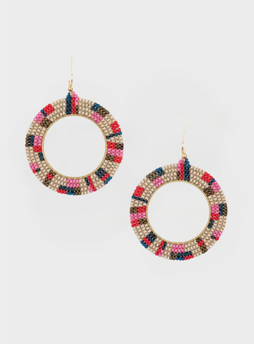 Mel Bead Hoop Earrings - Autumn Berry