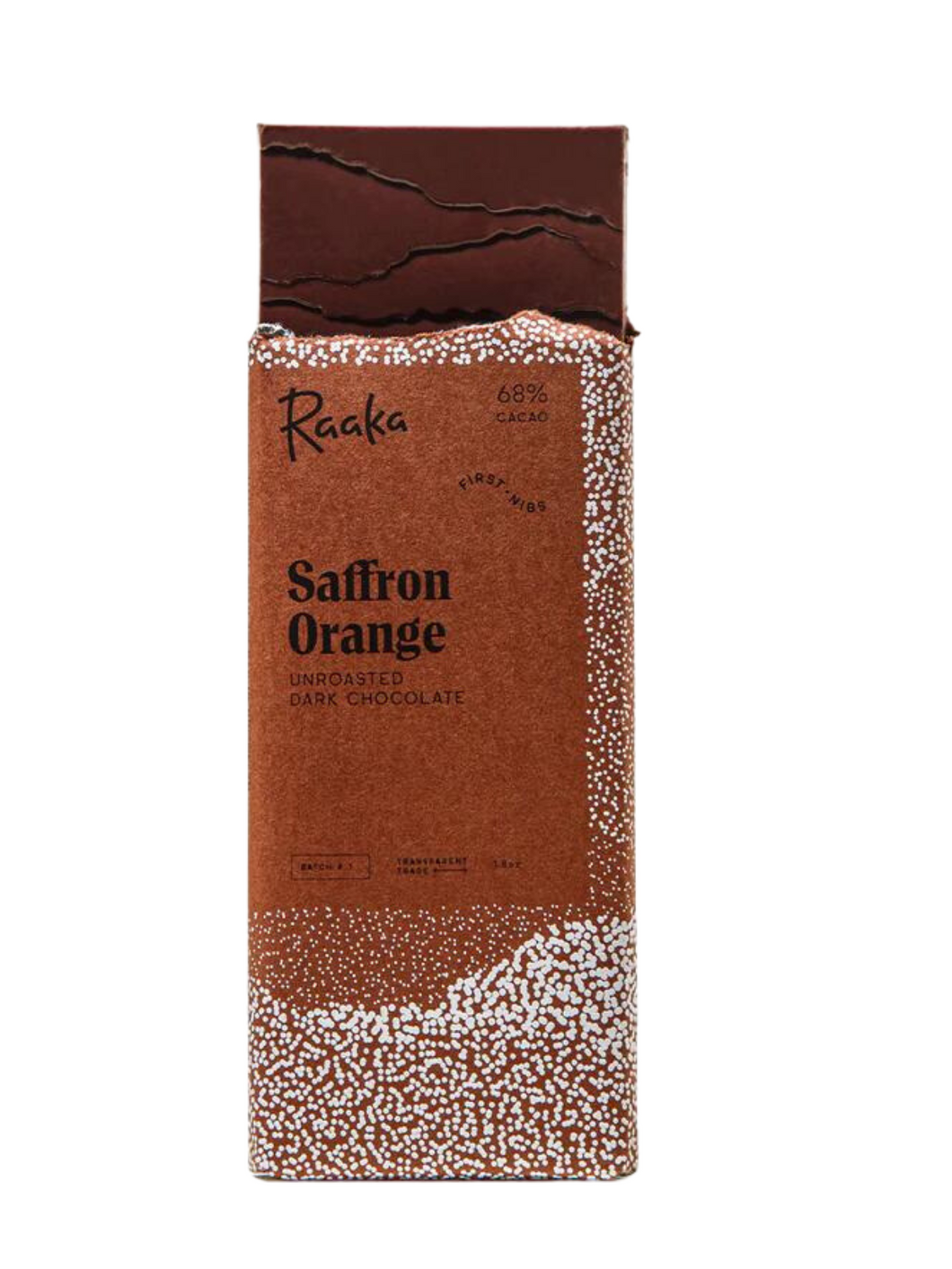68% Saffron Orange Unroasted Dark Chocolate Bar