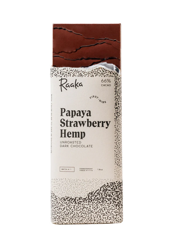 66% Papaya Strawberry Hemp Unroasted Dark Chocolate Bar - Limited Batch