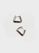 Small Pyramid Hoop Earrings - Silver