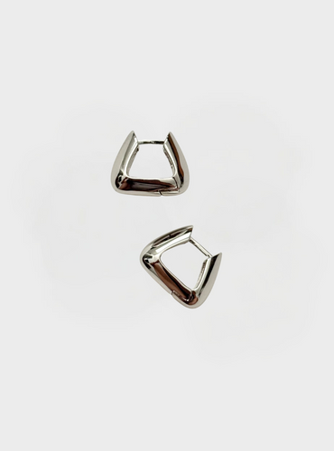 Small Pyramid Hoop Earrings - Silver