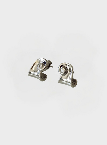 Swirl Wave Earrings - Silver