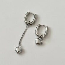 Heart Charm Hoops- Silver