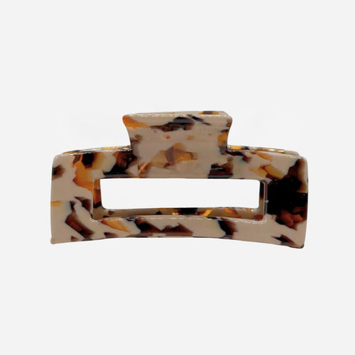 Rectangle Cellulose Acetate Hair Claw Clip - Mochaccino