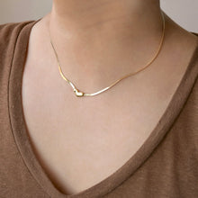 Mini Heart Herringbone Chain Necklace - Gold